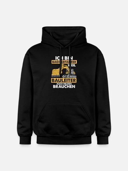 Ich bin Baggerfahrer Bau Bagger - Gildan Unisex Softstyle® Midweight Hoodie - Schwarz