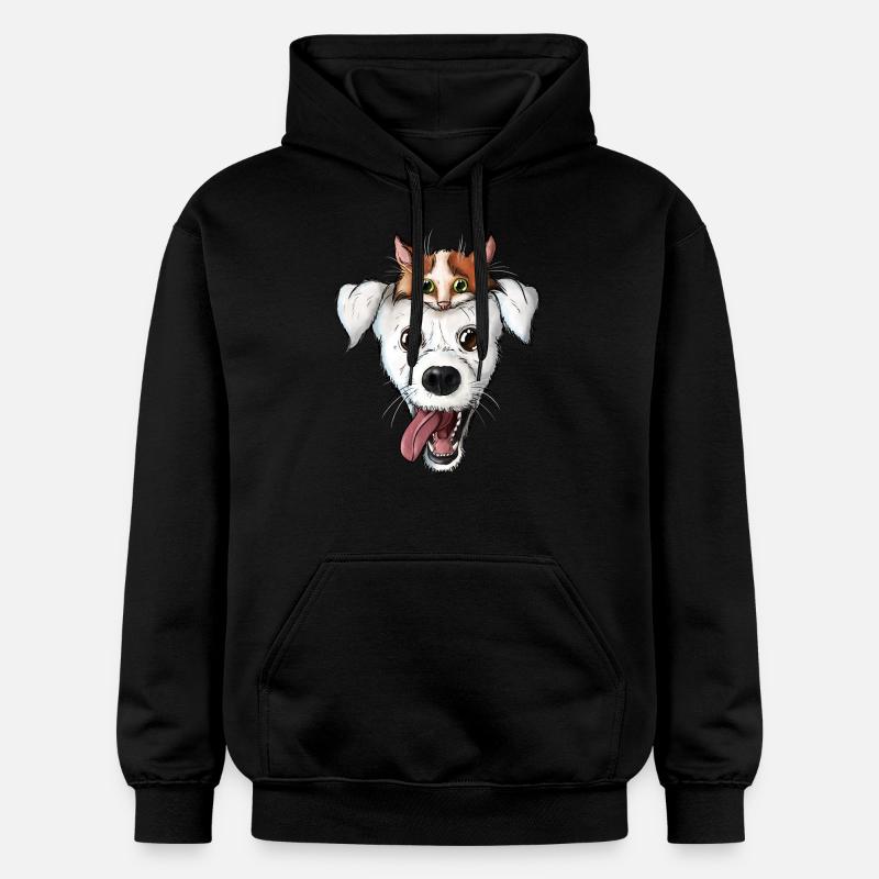 Visage de chien chat - Sweat à capuche Softstyle® Gildan Unisexe - noir