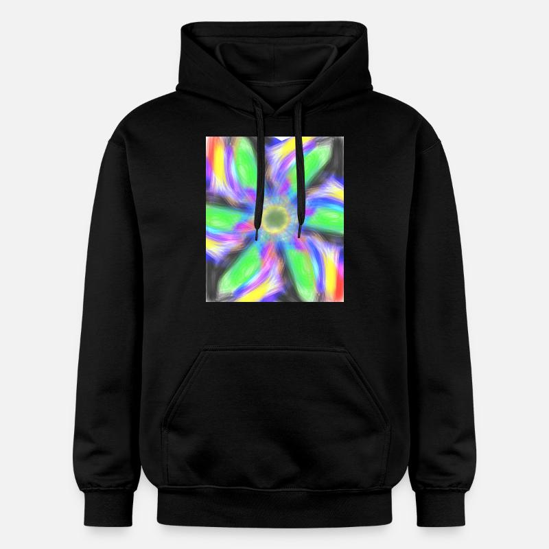 Fleur abstraite psychédélique - Sweat à capuche Softstyle® Gildan Unisexe - noir