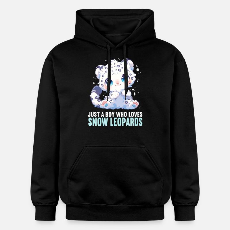 Snow Leopard Schneeleoparden Schneeleopard - Gildan Unisex Softstyle® Midweight Hoodie - black