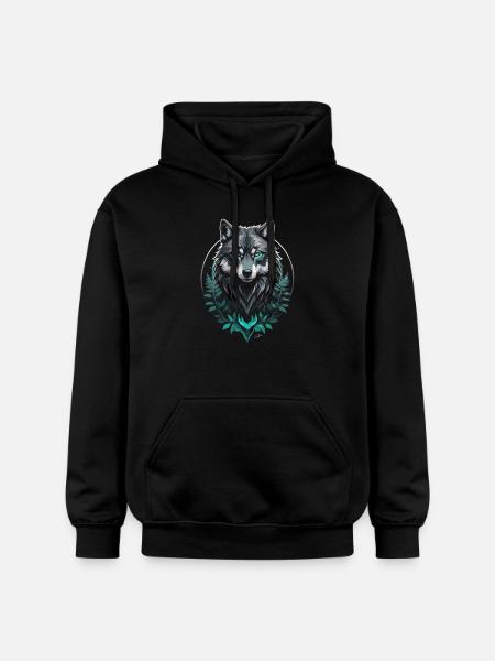 Forest Arctic Wolf - Gildan Unisex Softstyle® Midweight Hoodie - black