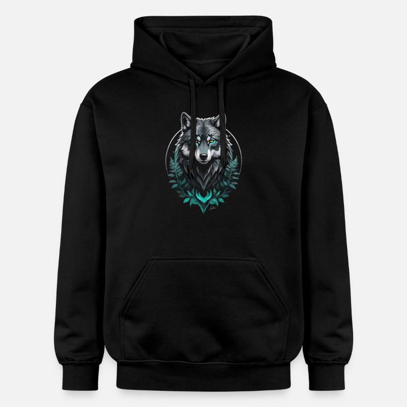 Forest Arctic Wolf - Gildan Unisex Softstyle® Midweight Hoodie - black