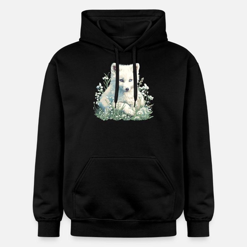 Renard arctique Polarfüchse Polarfuchs - Sweat à capuche Softstyle® Gildan Unisexe - noir
