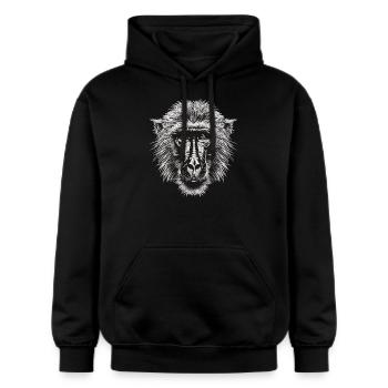 Baboon Paviane Pavian - Gildan Unisex Softstyle® Midweight Hoodie - black - Front - Marisol (170cm) & Nik (191cm)