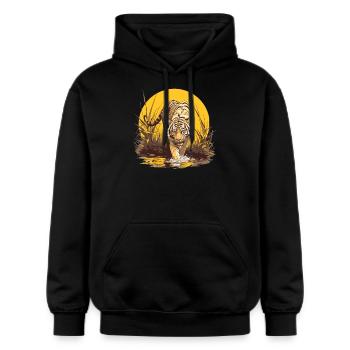 Tigre du Bengale Roi Tigre - Sweat à capuche Softstyle® Gildan Unisexe - noir - Devant - Marisol (170cm) & Nik (191cm)