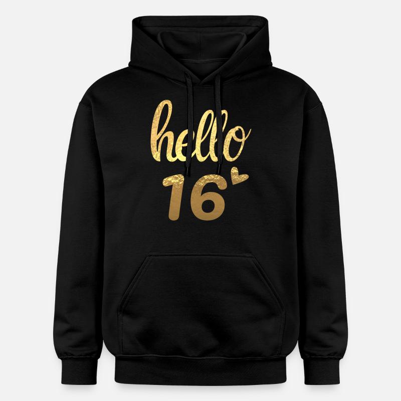 Hello 16 doré - Sweat à capuche Softstyle® Gildan Unisexe - noir