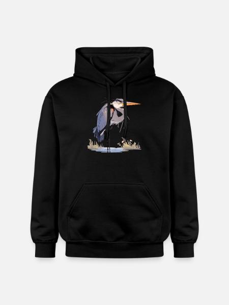 Heron Reiher - Gildan Unisex Softstyle® Midweight Hoodie - Schwarz