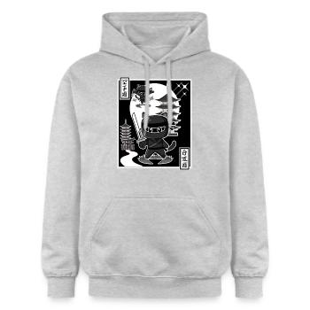 Ninja Cat - Gildan Unisex Softstyle® Midweight Hoodie - light heather grey - Front - Liana (172cm) & Jaron (178cm)