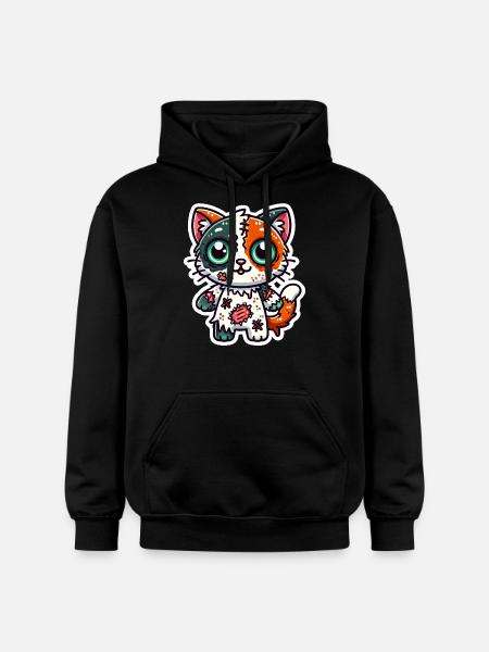 Søt zombiekatt i Halloween-kostyme - Oransje katt - Gildan Unisex Softstyle® Midweight Hoodie - svart