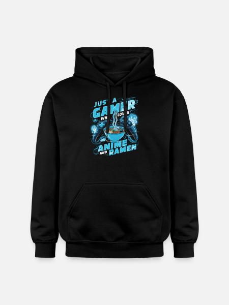 Gamer, animeälskare och ramen- - Gildan luvtröja unisex Softstyle® Midweight - svart