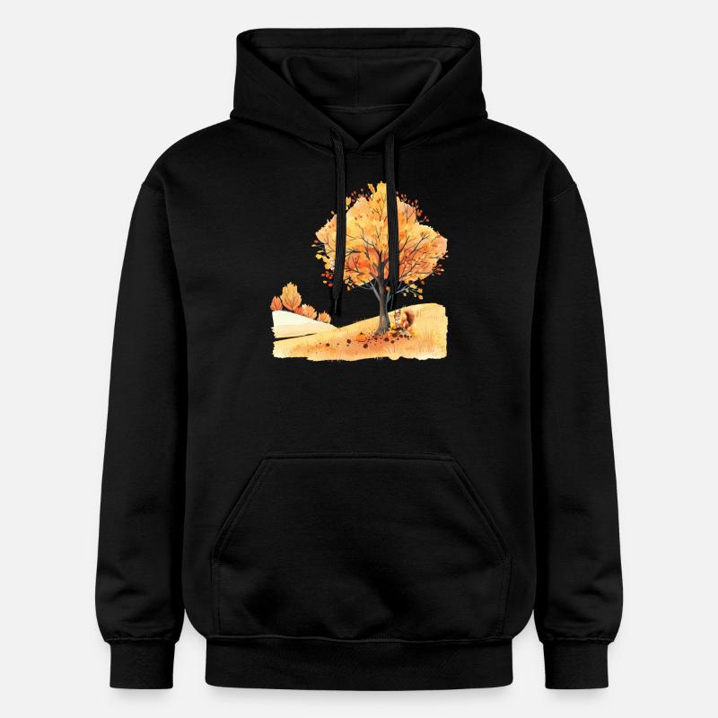 Herbst Eichhörnchen Écureuil d’automne - Sweat à capuche Softstyle® Gildan Unisexe - noir