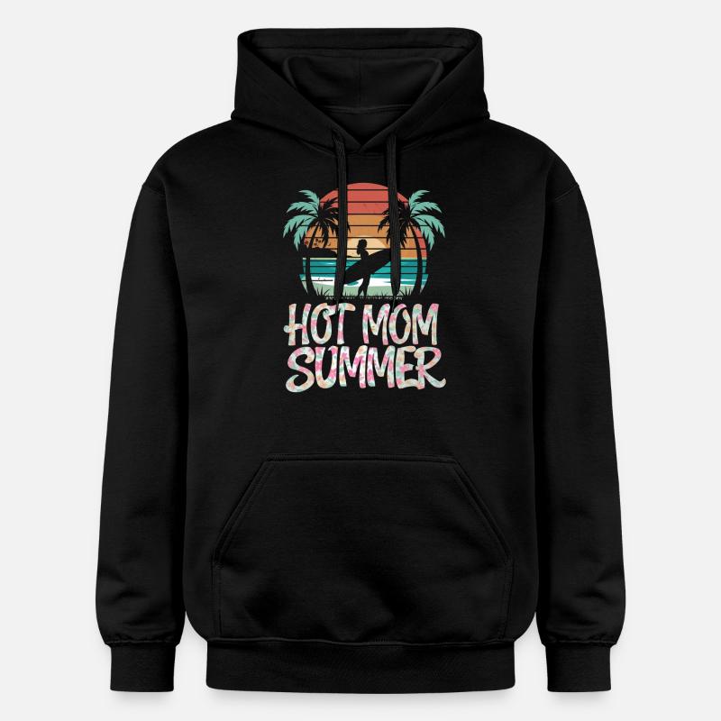 hot mom summer - surf - Sweat à capuche Softstyle® Gildan Unisexe - noir