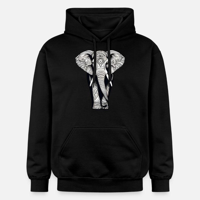 Éléphant - Sweat à capuche Softstyle® Gildan Unisexe - noir