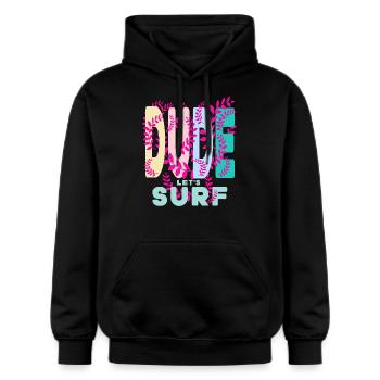 Dude - Gildan Unisex Softstyle® Midweight Hoodie - Schwarz - Vorne - Marisol (170cm) & Nik (191cm)