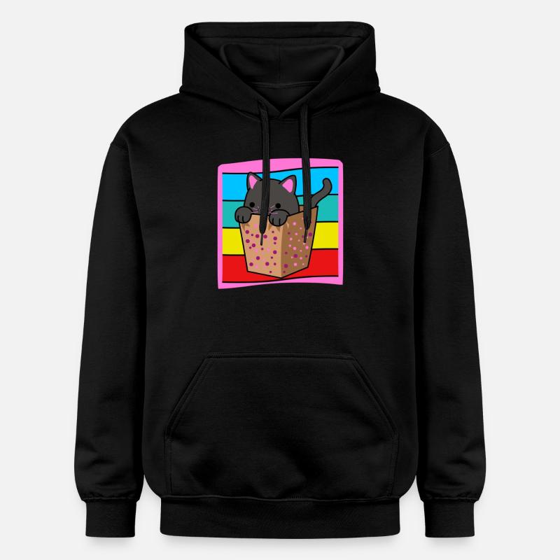 Chat dans une boîte - Sweat à capuche Softstyle® Gildan Unisexe - noir