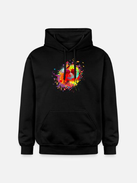 Kleurrijke retro voetbalvoetbaltrui - Gildan uniseks Softstyle® Midweight hoodie - zwart