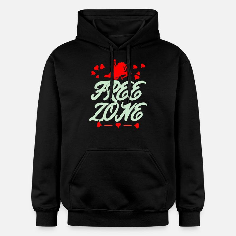 Zone sans câlins Saint-Valentin - Sweat à capuche Softstyle® Gildan Unisexe - noir