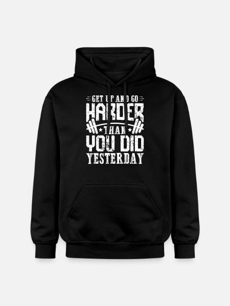 Train harder than yesterday - Gildan Unisex Softstyle® Midweight Hoodie - black