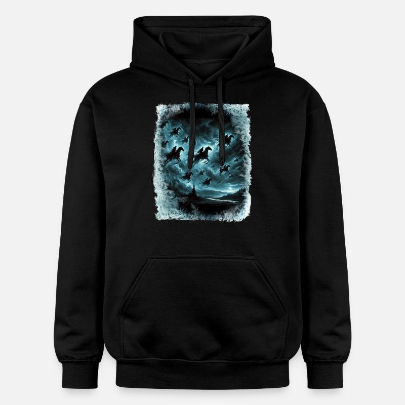Wilde Jagd durchquert den Himmel - Gildan Unisex Softstyle® Midweight Hoodie - Schwarz