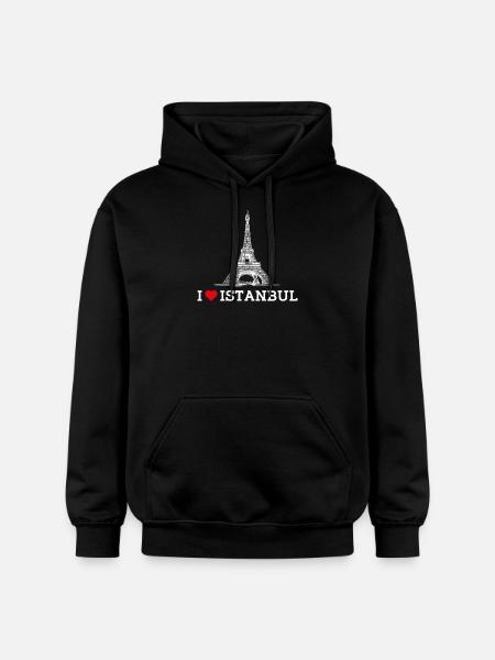 Jeg elsker Istanbul Tyrkiet Pun Eiffeltårnet Lover Pun - Gildan Softstyle® Midweight unisex-hoodie - sort