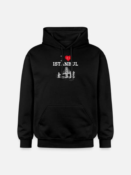 Ich liebe Istanbul Türkei Golden Gate Brücke Flagge Wortspiel - Gildan Unisex Softstyle® Midweight Hoodie - Schwarz