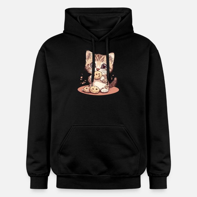 Chat biscuit mignon - Sweat à capuche Softstyle® Gildan Unisexe - noir