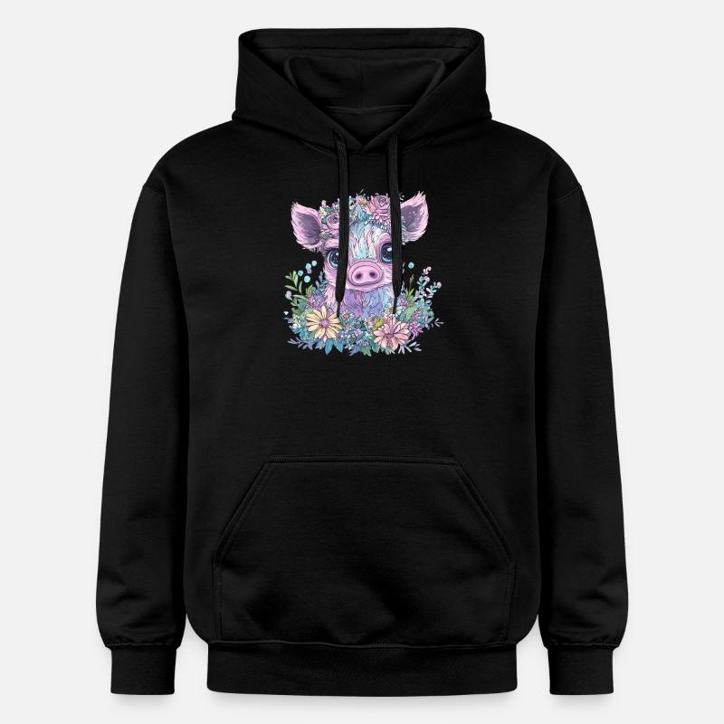 Fleurs Piggy - Sweat à capuche Softstyle® Gildan Unisexe - noir