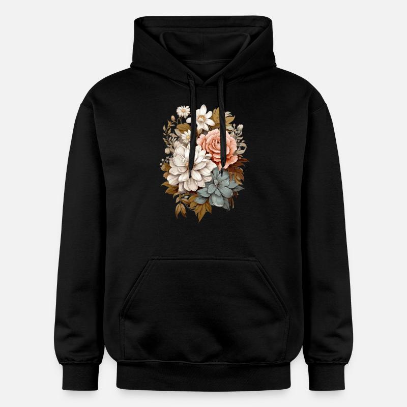 Fleurs délicates en pastel - Sweat à capuche Softstyle® Gildan Unisexe - noir