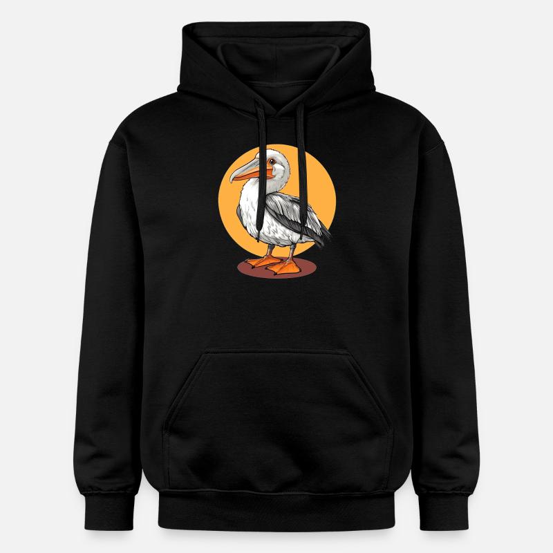 Dessin animé Pélican oiseau - Sweat à capuche Softstyle® Gildan Unisexe - noir