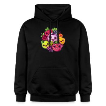 Fruit faces in a circle - Gildan Unisex Softstyle® Midweight Hoodie - black - Front - Marisol (170cm) & Nik (191cm)