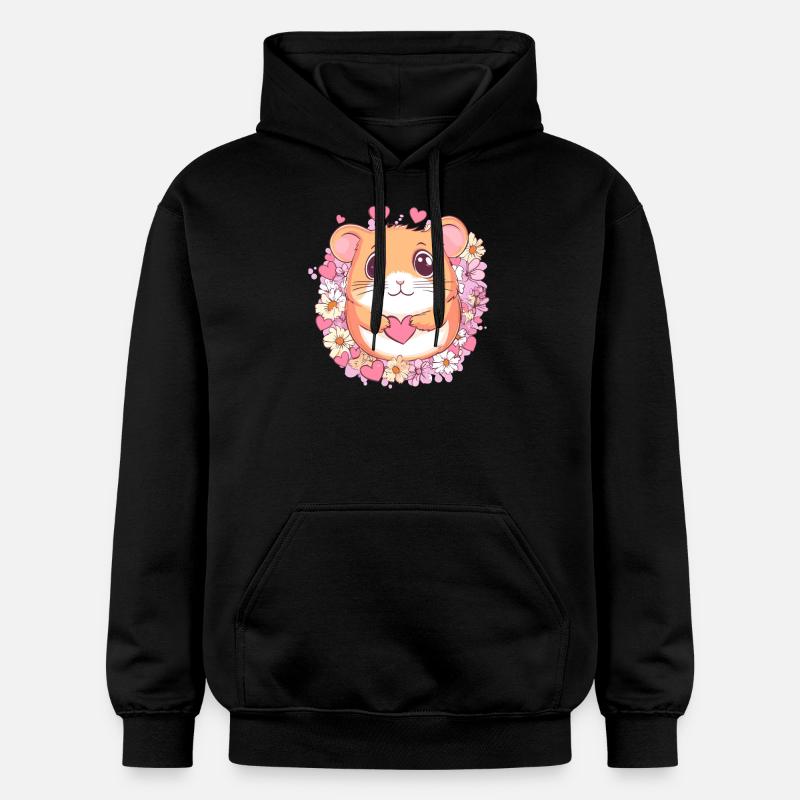 Hamster avec cœur - Sweat à capuche Softstyle® Gildan Unisexe - noir