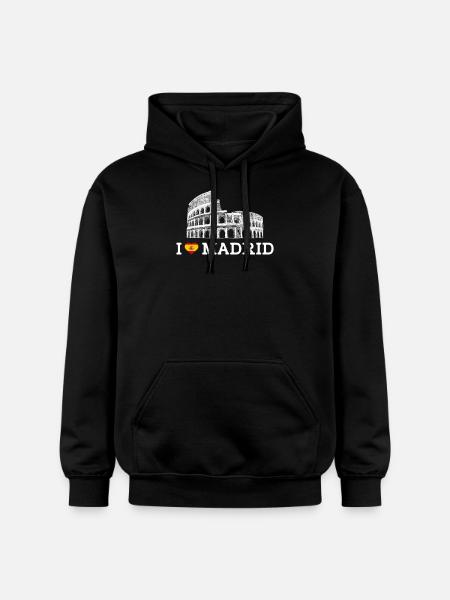 I Love Madrid Colosseum Lover Cool Heart Flag Pun - Gildan Unisex Softstyle® Midweight Hoodie - svart