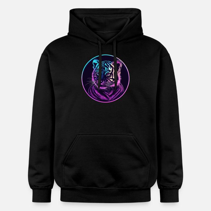Neon Tigerblick - Gildan Unisex Softstyle® Midweight Hoodie - Schwarz