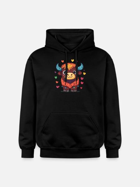 Bunter Yak mit Herzen - Gildan Unisex Softstyle® Midweight Hoodie - Schwarz