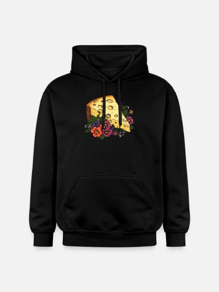 Cheese with flowers - Gildan Unisex Softstyle® Midweight Hoodie - black