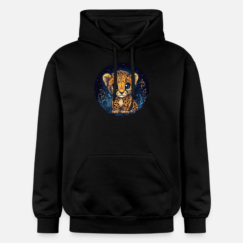Bébé guépard la nuit - Sweat à capuche Softstyle® Gildan Unisexe - noir