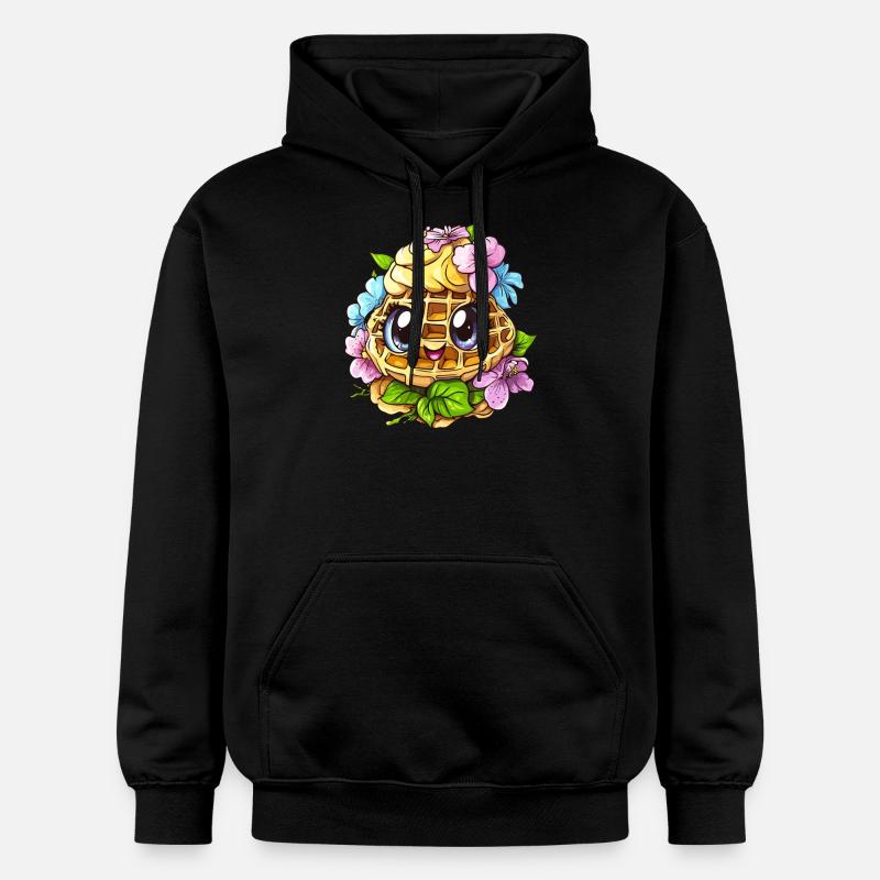 Gaufre florale joyeuse - Sweat à capuche Softstyle® Gildan Unisexe - noir