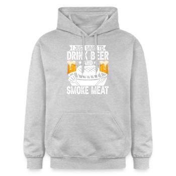 Simply drink beer and smoke meat - - Gildan Unisex Softstyle® Midweight Hoodie - light heather grey - Front - Liana (172cm) & Jaron (178cm)