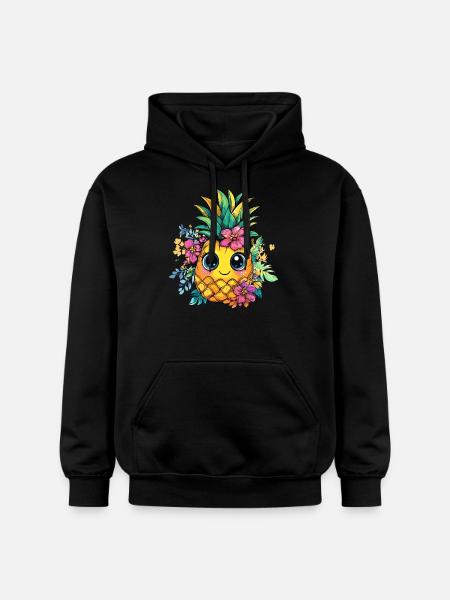 Floral Pineapple Delight - Gildan Unisex Softstyle® Midweight Hoodie - black