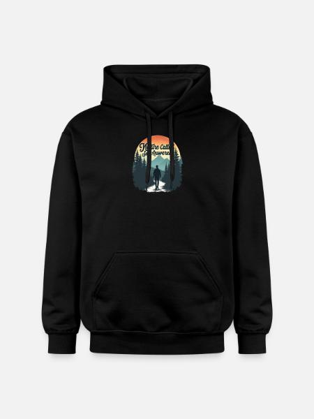 Nature Called Hiker Landscape - Gildan Unisex Softstyle® Midweight Hoodie - black