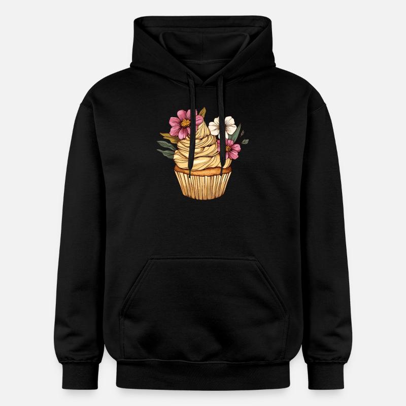 Cupcake mit Blütendekor - Gildan Unisex Softstyle® Midweight Hoodie - Schwarz
