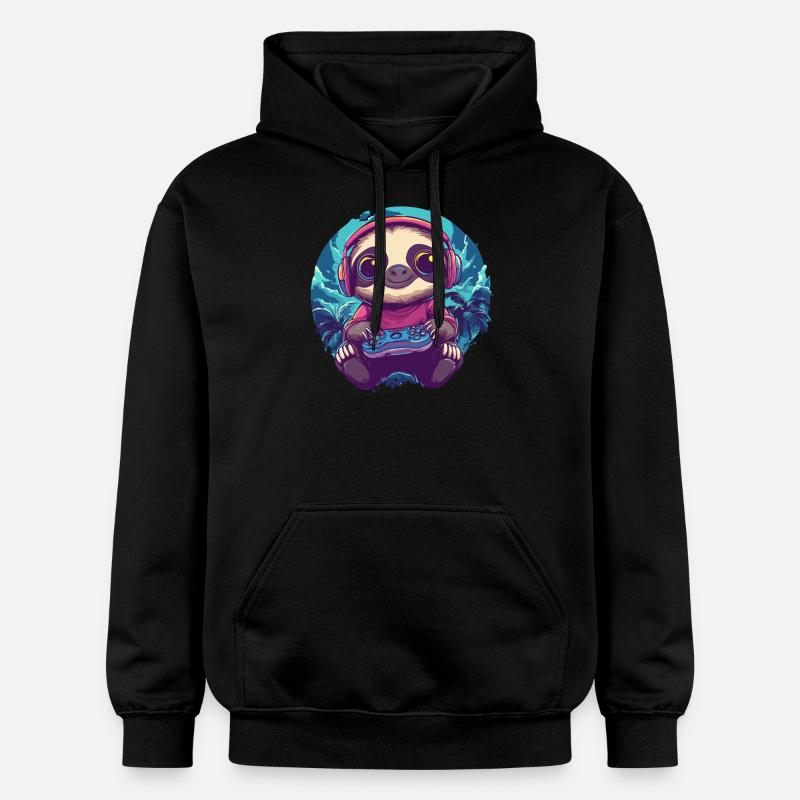 Gamer Sloth Chill Mode - Sweat à capuche Softstyle® Gildan Unisexe - noir