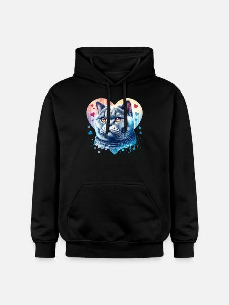 British Shorthair Cat - Gildan Unisex Softstyle® Midweight Hoodie - black