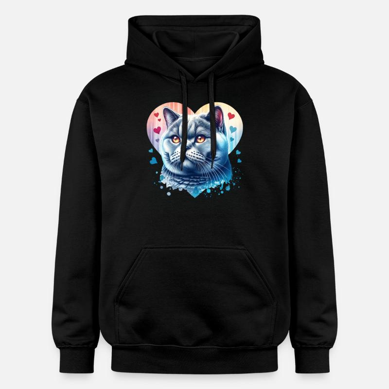 Chat British Shorthair - Sweat à capuche Softstyle® Gildan Unisexe - noir