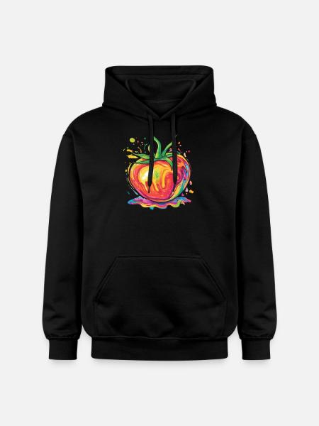 Regenbogenfarbene Pop-Art Tomate - Gildan Unisex Softstyle® Midweight Hoodie - Schwarz