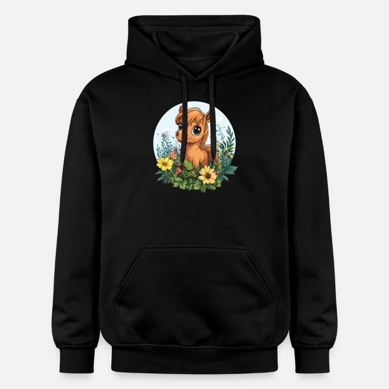 Poney à la campagne - Sweat à capuche Softstyle® Gildan Unisexe - noir