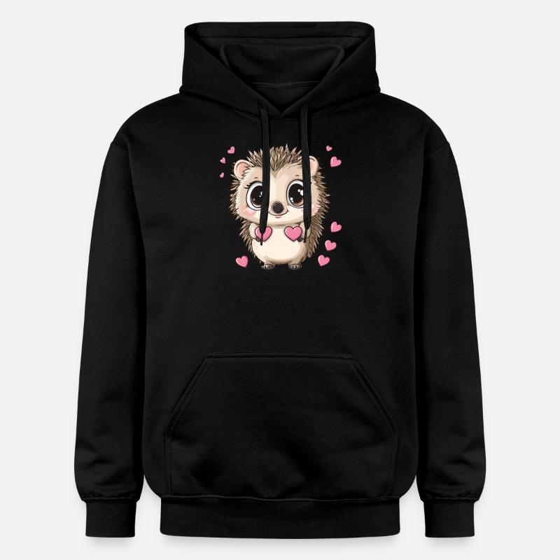Igel mit Herzen - Gildan Unisex Softstyle® Midweight Hoodie - Schwarz