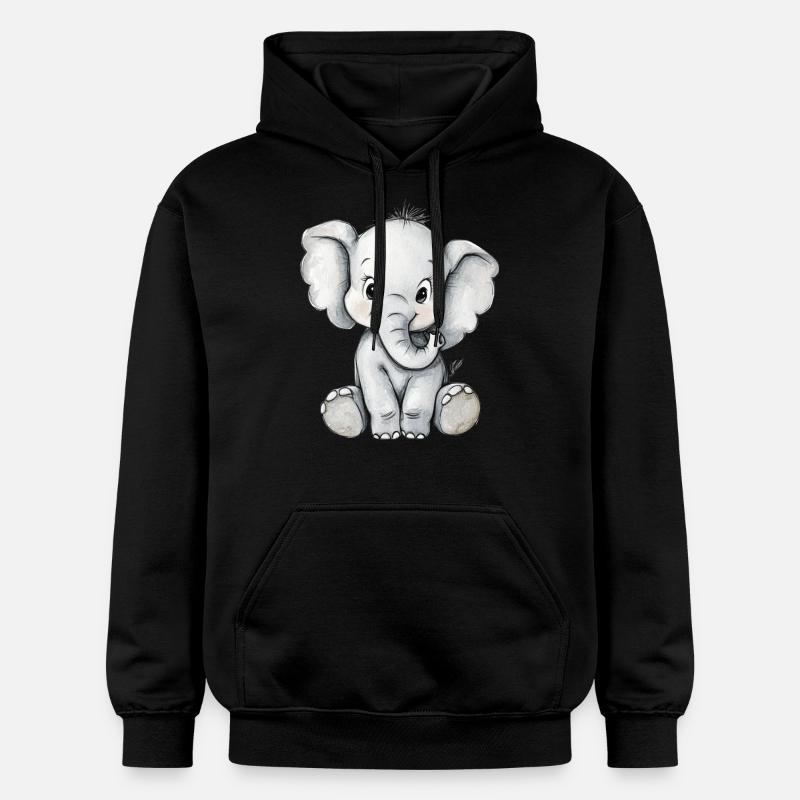 petit éléphant mignon - Sweat à capuche Softstyle® Gildan Unisexe - noir