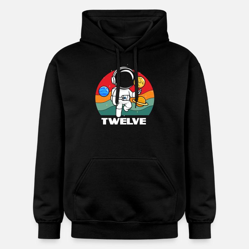 Astronaut Twelve Birthday Adventure - Gildan Unisex Softstyle® Midweight Hoodie - black