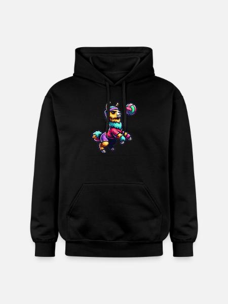 Bunter Lama Volleyball Spaß - Gildan Unisex Softstyle® Midweight Hoodie - Schwarz
